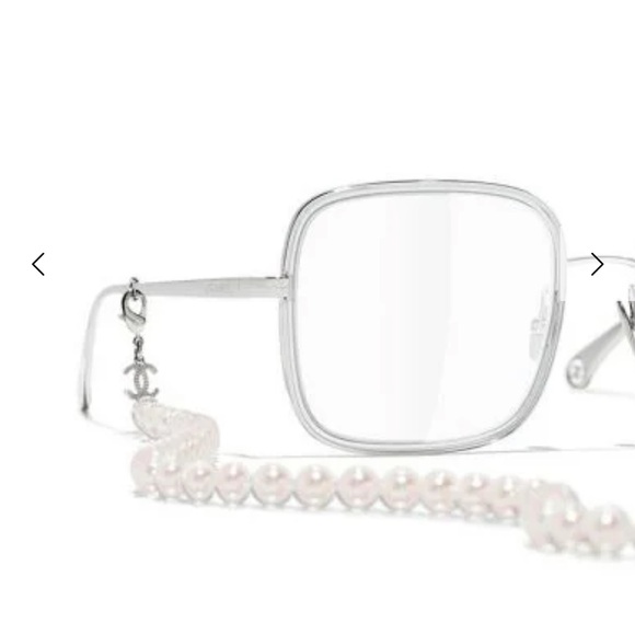 Chanel Square optical, Removable Pearl Chain Eyeglasses 2195 Silver - Picture 7 of 12